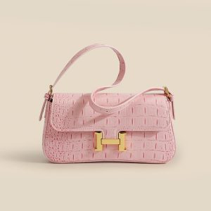 Replica Designer Hermes Women Fashion Crocodile Pattern Solid Color Bag