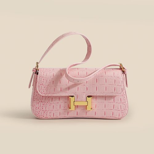 Replica Designer Hermes Women Fashion Crocodile Pattern Solid Color Bag