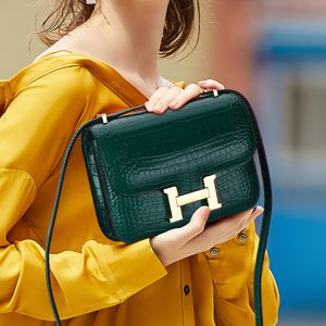 Replica Designer Hermes Women Fashion Crocodile Pattern Square Bag