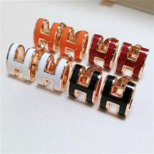 Replica Designer Hermes Women Fashion H Letter Titanium Steel Earrings