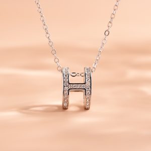 Replica Designer Hermes Women Fashion Zircon Pendant Chain Necklace
