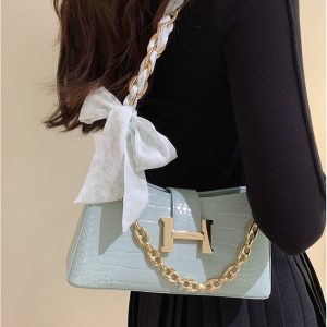 Replica Designer Hermes Women H Letters Turquoise Green Bag