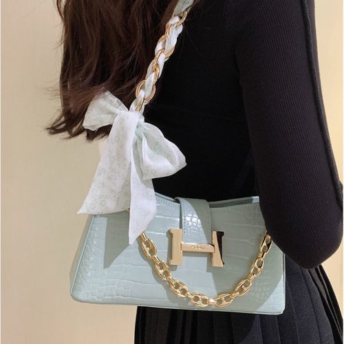 Replica Designer Hermes Women H Letters Turquoise Green Bag