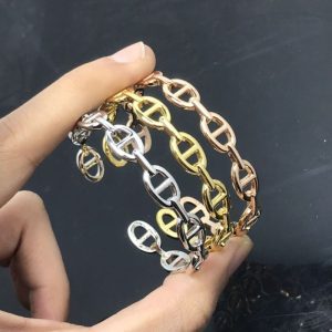 Replica Designer Hermes Women Simple H Pig Nose Bracelet