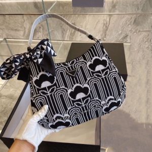 Replica Designer Jacquard Knit And Leather Prada Signaux Bag