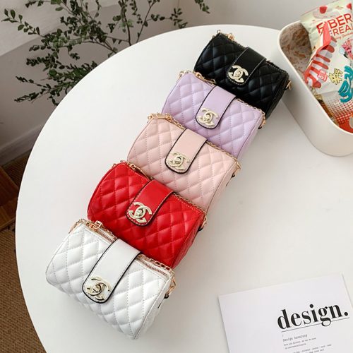 Replica Designer Kids Fashion Solid Color Metal Lock Quilted Cylinder Bag
