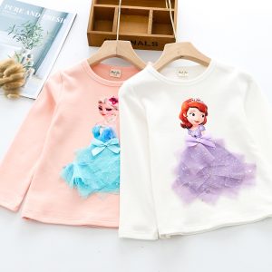 Replica Designer Kids Girls Clothing Cotton Long-Sleeved Round Neck Princess Top T-Shirt