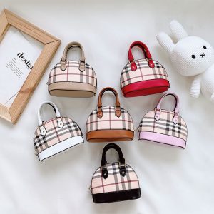 Replica Designer Kids Girls Fashion Messenger Bag Contrast Color Plaid Tote Bag