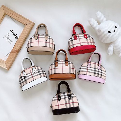 Replica Designer Kids Girls Fashion Messenger Bag Contrast Color Plaid Tote Bag