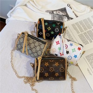 Replica Designer Kids Replica Louis Vuitton LVDesignBag Pu Printed Small Bucket Bag Cute Girl Shoulder Bag