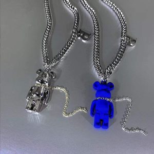 Replica Designer Klein Blue Bear Necklace Female Hip Hop Unisex Fashion Jewelry