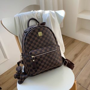Replica Designer LV Women Classic Checkerboard Retro Large Capacity Backpack
