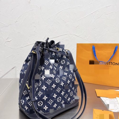 Replica Designer Louis Vuitton All-Match Denim Blue Classic Bucket Shoulder Bag