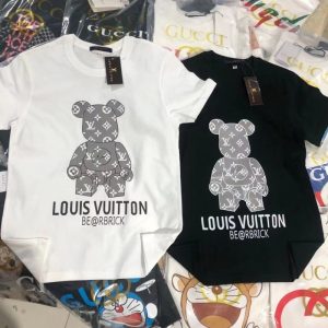 Replica Designer Louis Vuitton Cartoon Bear Print Loose T-Shirt