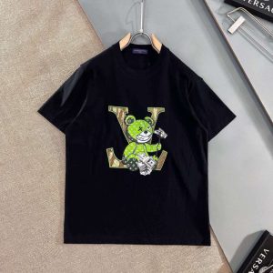 Replica Designer Louis Vuitton Cartoon Letter Print Loose Crew Neck Short Sleeve T-Shirt
