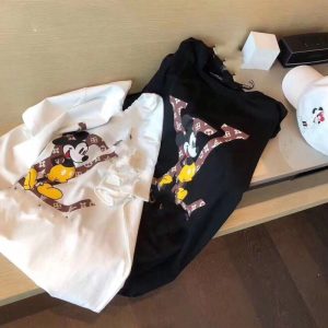 Replica Designer Louis Vuitton Cartoon Print Short Sleeve Crew Neck T-Shirt