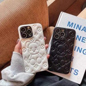 Replica Designer Louis Vuitton Cartoon Solid Color PU Phone Case