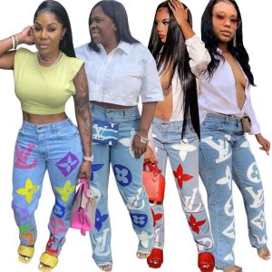 Replica Designer Louis Vuitton Casual All-Match Denim High Waist Blue Jeans
