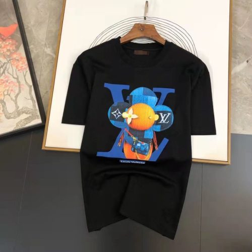 Replica Designer Louis Vuitton Casual Cartoon Print Crew Neck Short Sleeve T-Shirt