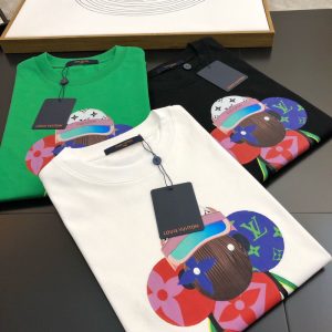 Replica Designer Louis Vuitton Casual Cartoon Print Short Sleeve T-Shirt