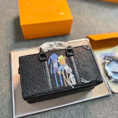 Replica Designer Louis Vuitton Casual Cartoon Print Stitching Shoulder Bag