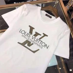 Replica Designer Louis Vuitton Casual Crew Neck Letter Print T-Shirt