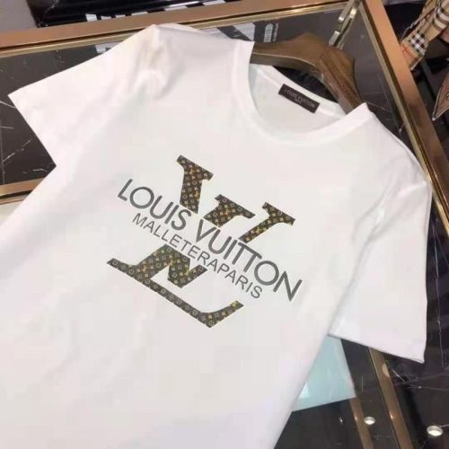 Replica Designer Louis Vuitton Casual Crew Neck Letter Print T-Shirt