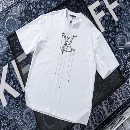 Replica Designer Louis Vuitton Casual Letter Print Crew Neck Short Sleeve T-Shirt