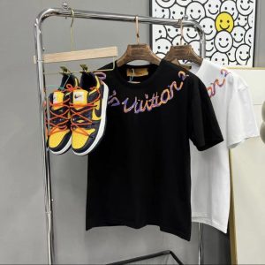 Replica Designer Louis Vuitton Casual Letter Print Crew Neck Short Sleeve T-Shirt
