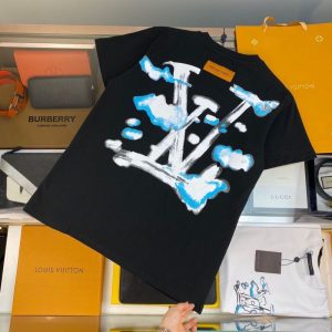 Replica Designer Louis Vuitton Casual Letter Print Crew Neck T-Shirt