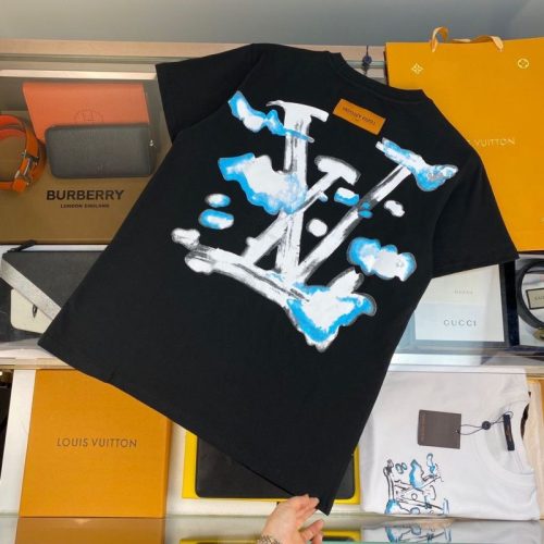 Replica Designer Louis Vuitton Casual Letter Print Crew Neck T-Shirt