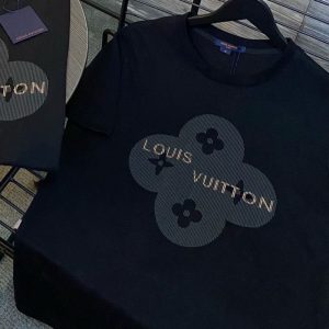 Replica Designer Louis Vuitton Casual Letter Print Crew Neck T-Shirt