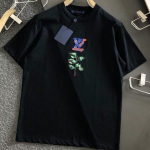 Replica Designer Louis Vuitton Casual Letter Print Loose Crewneck T-Shirt