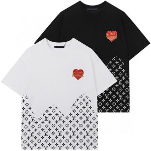 Replica Designer Louis Vuitton Casual Letter Print Short Sleeve T-Shirt