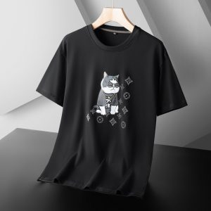 Replica Designer Louis Vuitton Casual Loose Cartoon Print Crew Neck T-Shirt