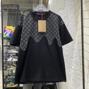 Replica Designer Louis Vuitton Casual Loose Crew Neck Panel Short Sleeve T-Shirt
