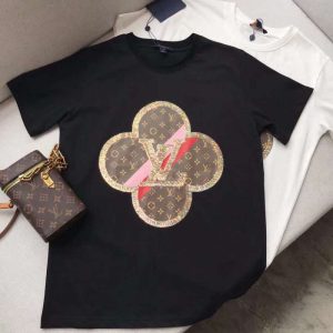 Replica Designer Louis Vuitton Casual Sequin Lettering Loose T-Shirt