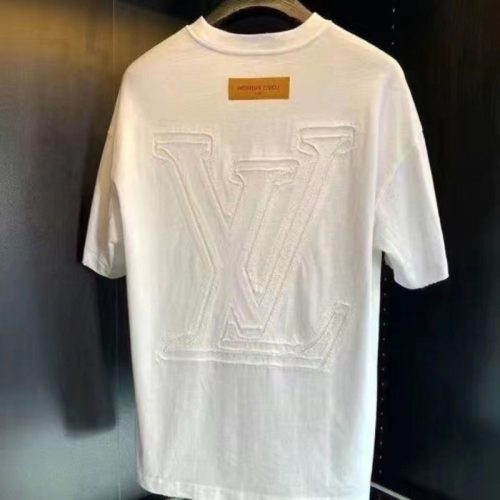 Replica Designer Louis Vuitton Casual Solid Color Patchwork Letter Embroidery Crew Neck Short Sleeve T-Shirt