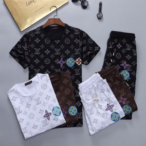 Replica Designer Louis Vuitton Casual Sports Short-Sleeved Shorts Two Pieces Sets