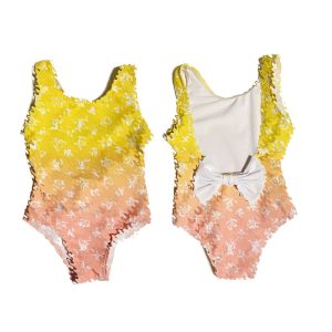 Replica Designer Louis Vuitton Children Letter Design Bow Swimsuit