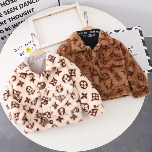 Replica Designer Louis Vuitton Children'S Cute Autumn And Winter Plush Coat