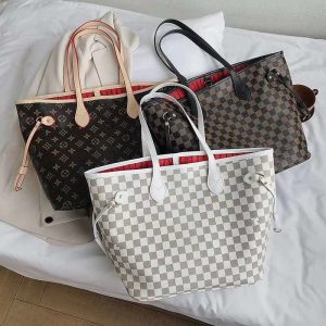 Replica Designer Louis Vuitton Classic Letter Checkerboard Print Large Capacity Tote