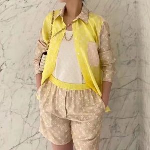 Replica Designer Louis Vuitton Classic Old Flower Color Matching Twill Shorts