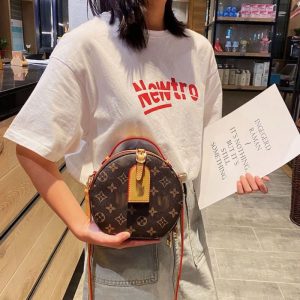 Replica Designer Louis Vuitton Classic Old Flower Pattern Fashion All-Matc One-Shoulder Small Round Bag