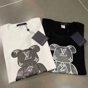 Replica Designer Louis Vuitton Couple Round Neck Summer Personality Slim Letter Printing T-Shirt