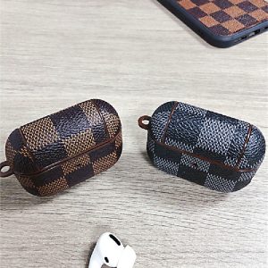 Replica Designer Louis Vuitton Creative Skin Plaid Pattern Airpods Protective Case With Lanyard