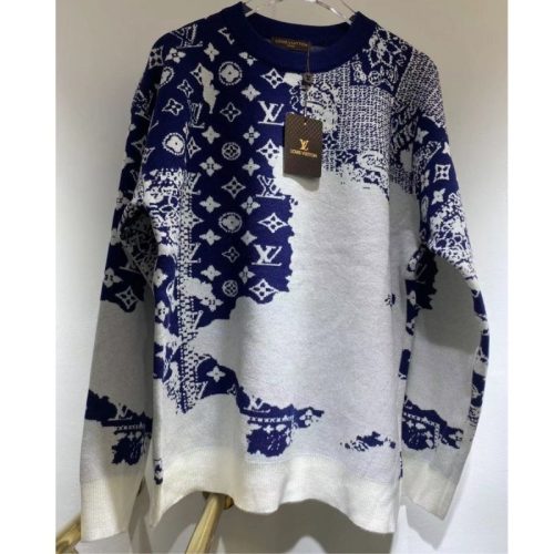 Replica Designer Louis Vuitton Fashion Alphabet Flower Loose Pullover Long Sleeve Knit Top