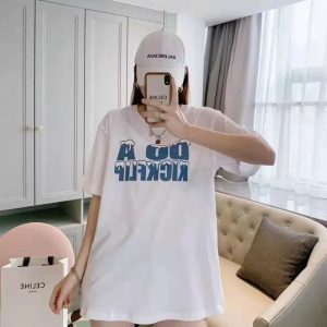 Replica Designer Louis Vuitton Fashion Alphabet Print Cotton Crewneck T-Shirt