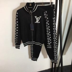 Replica Designer Louis Vuitton Fashion Alphabet Zipper Knit Two-Piece Set