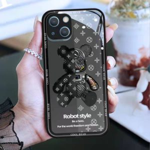 Replica Designer Louis Vuitton Fashion Cartoon Bear Glass Phone Case